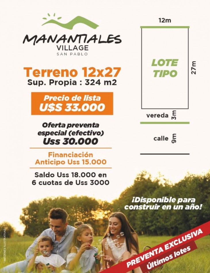 LOTES 30 MIL DOLARES BARRIO CERRADO SAN PABLO MANANTIALES VILLAGE