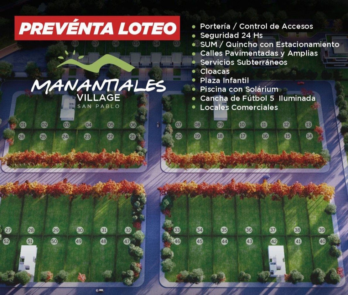 LOTES 30 MIL DOLARES BARRIO CERRADO SAN PABLO MANANTIALES VILLAGE